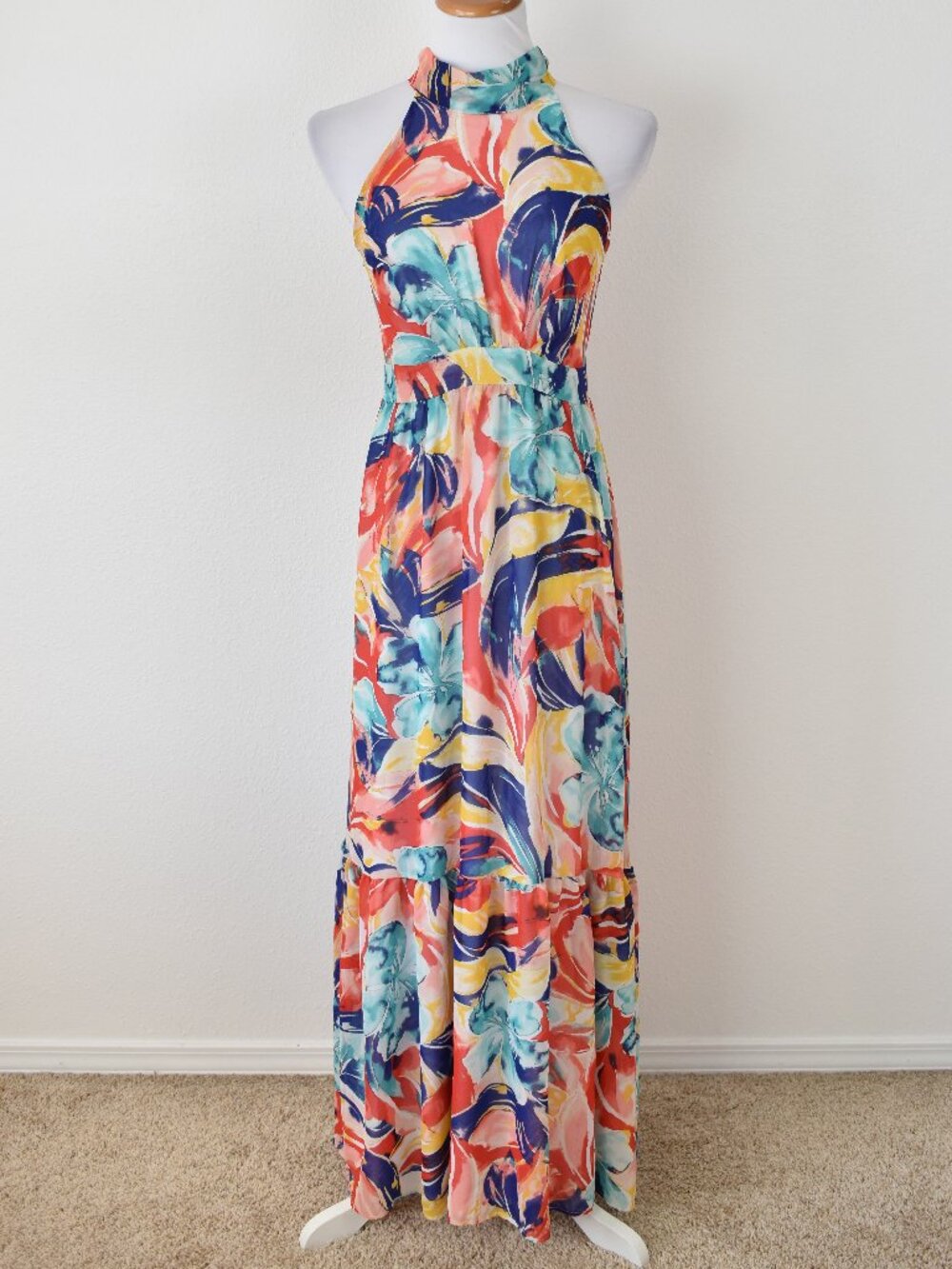 Tahari Arthur S Levine Chiffon Floral Maxi Dress - 4 - Picture 4 of 11